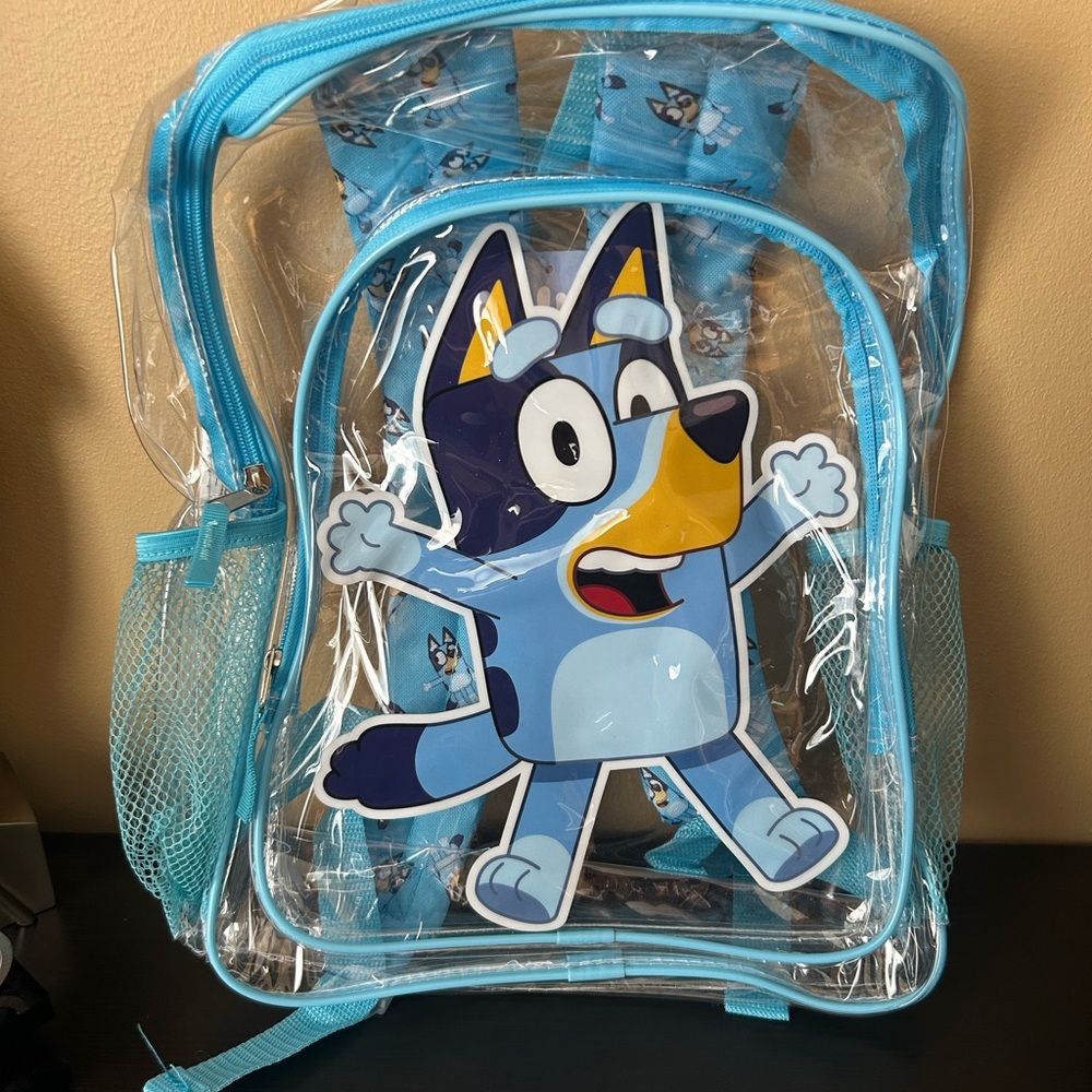 Bluey Character Clear Full Size Backpack NWT